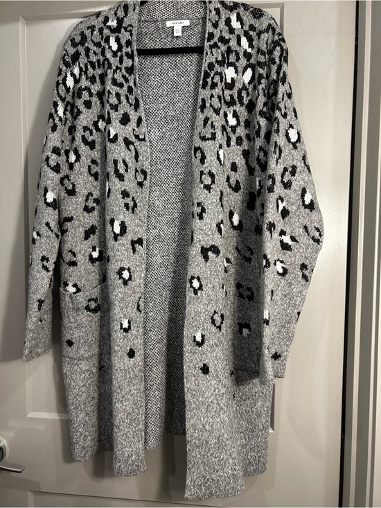 Nine West Sweaters - Nine West | Open-Front Cardigan | Women’s | Grey and Black Leopard | XXL